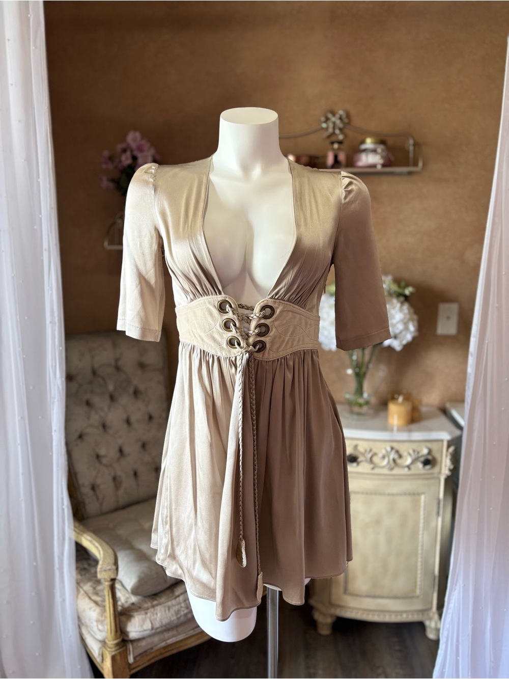 Ingwa Melero Silk Mini Dress | Y2K Boutique Designer | XS/S
